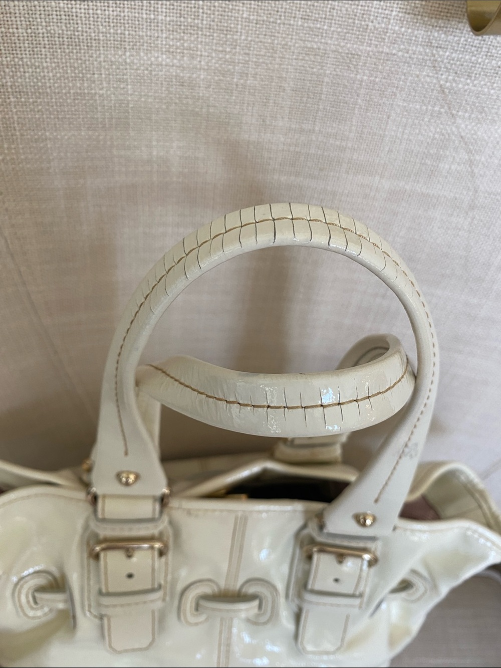 Dooney & Bourke Chiara Cream Patent Leather Shoulder Bag - Picture 6 of 16